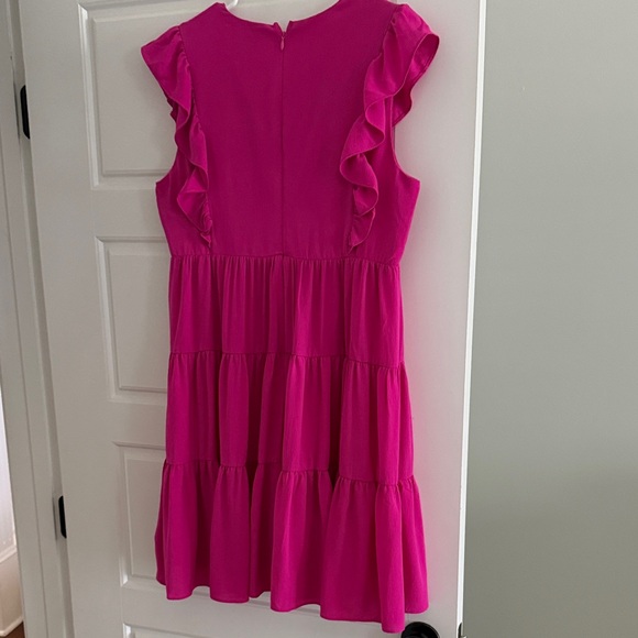 She + Sky Hot Pink Ruffled Mini Dress - Picture 5 of 6